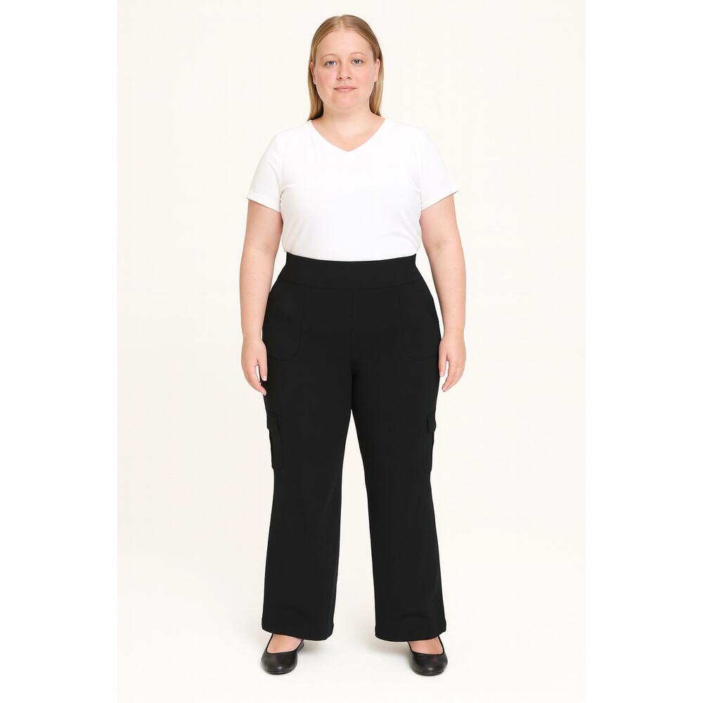 Women With Control Renee Greenstein Pull-On Pants 2X Black Stretch Wide Leg NWT